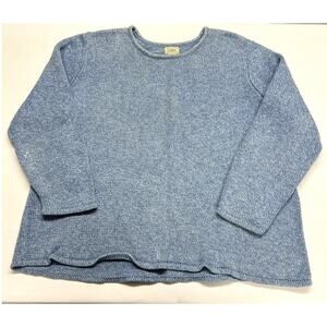 LL Bean Women's 3X Knit Sweater Fisherman Blue Thick Cozy Cabincore 100% Cotton